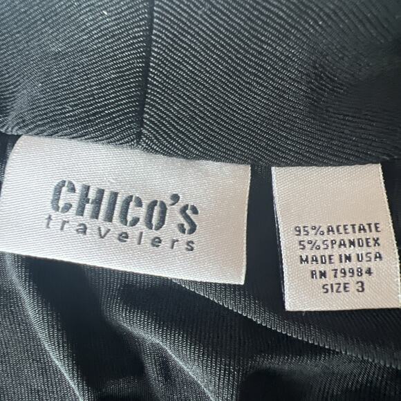 Chico's 3 Chicos Travelers Black Cardigan & shirt set Open Front Long jacket XL - Picture 5 of 8